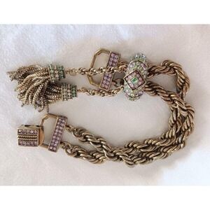 Heidi Daus Old School Jewels Rhinestone Bracelet Dangle Tassel Chains